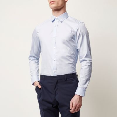 Light blue twill slim fit shirt